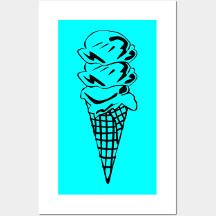 icecreaam in black and white Posters and Art